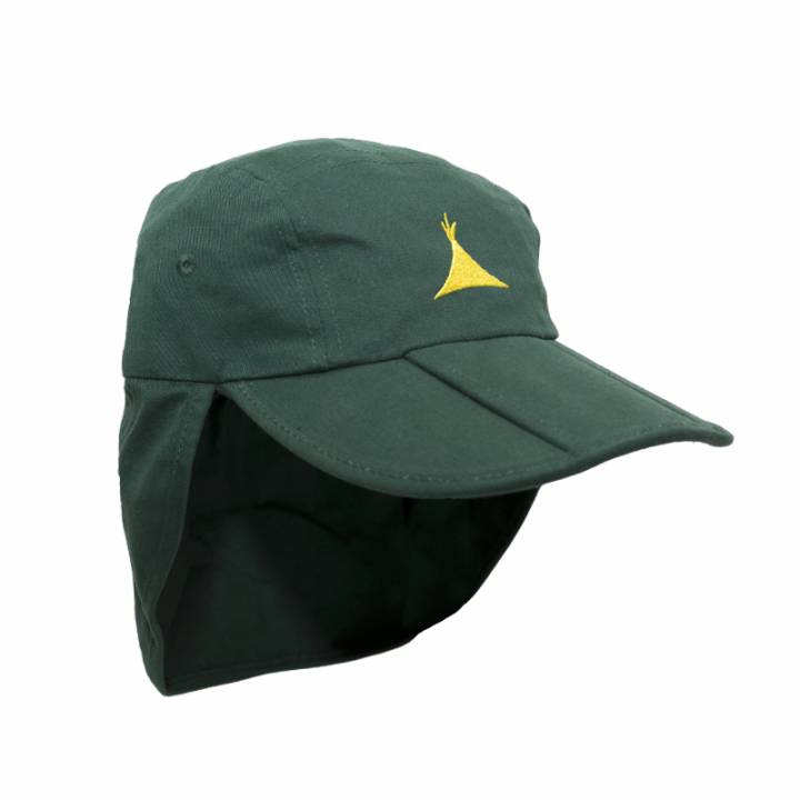 Green hat + Yellow tent logo