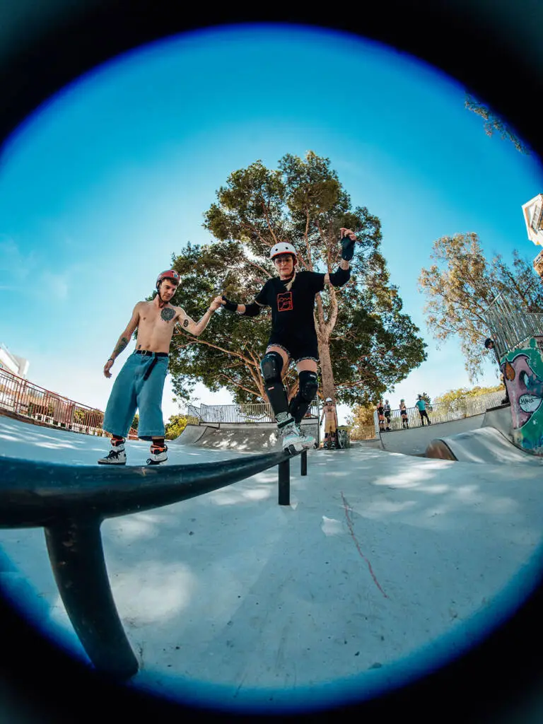 Skater in the air over the park
